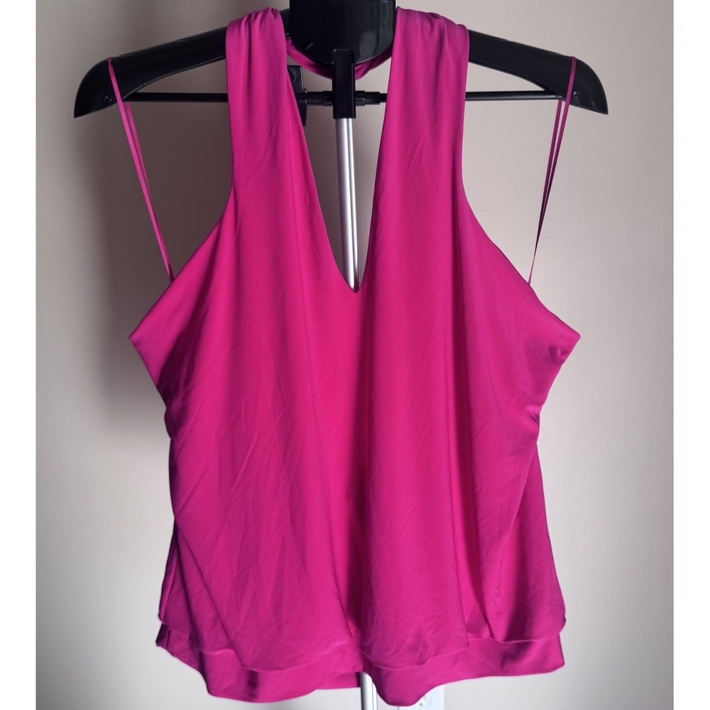 NWT Express‎ Women's XL Hot Pink Halter Top V Neck Banded Bottom Party Travel